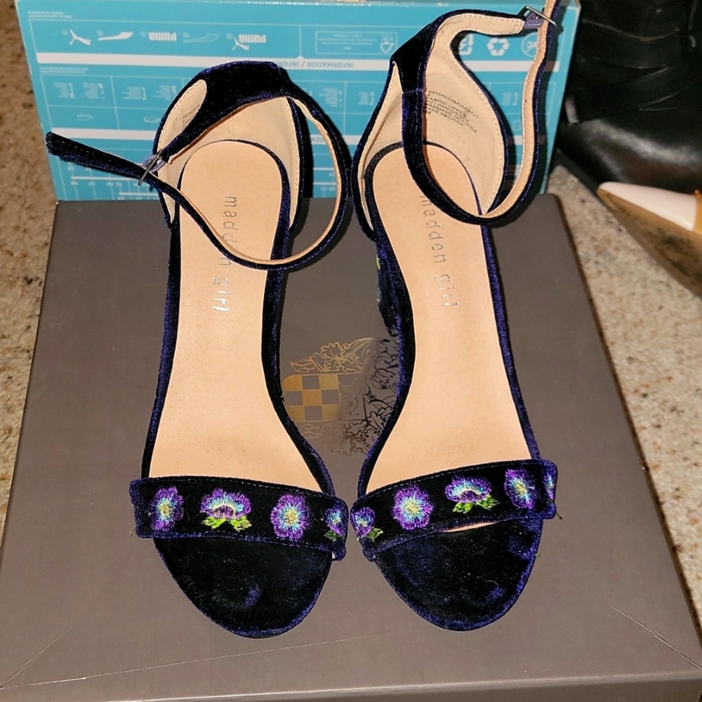 Madden Girl Velvet Floral Heels